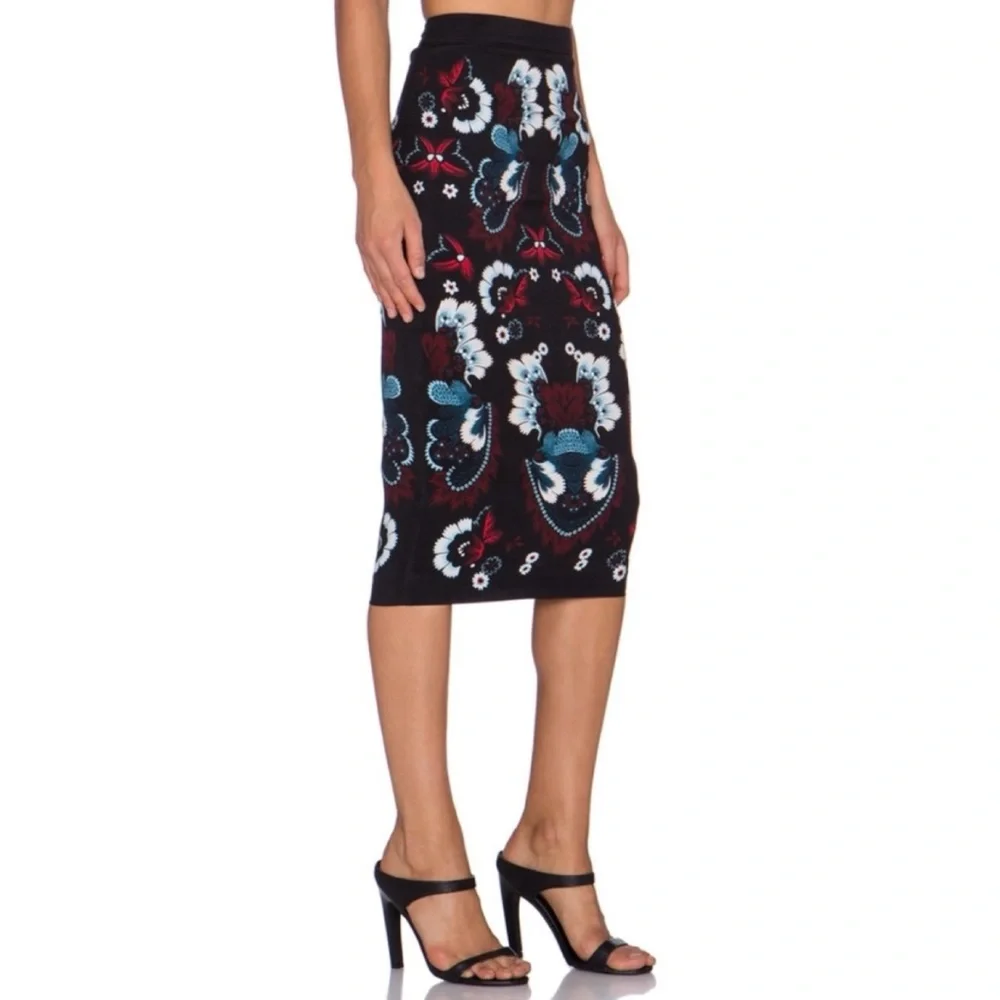 A.L.C. • Black/Multi Haley Garland Floral Silk Pencil Skirt, 2 - Picture 15 of 16